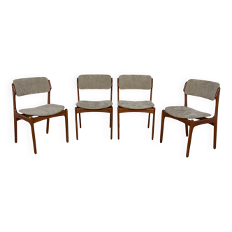 Mid-Century Model 49 Dining Chairs in Teak by Erik Buch for Odense Machine Gunning, 1960s, Set of 4