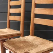 Set of four French ladderback chairs with rush seats – circa 1960