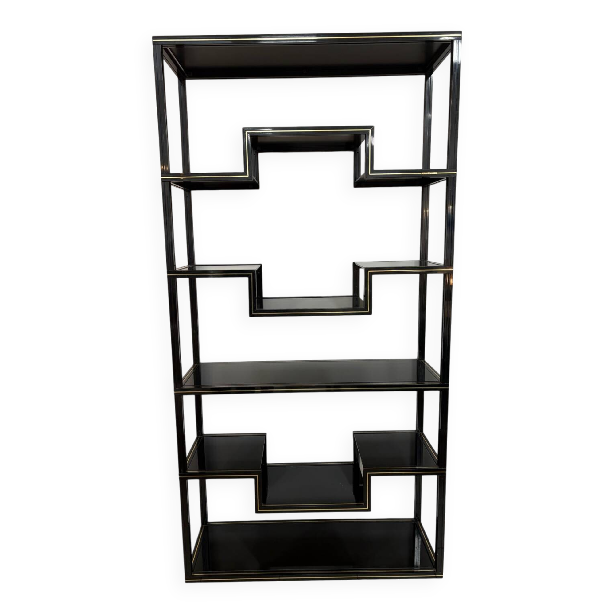 Pierre Vandel Paris shelf, black and gold, 1970s, France