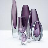 Group of 7 glass "Sommerso" vases by Strömbergshyttan, Sweden