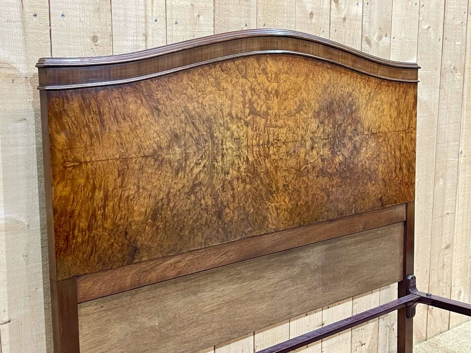 1930s English burl walnut bed