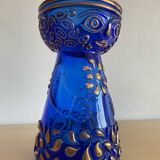 Vase anthropomorphe Hyacinth en verre bleu cobalt et doré