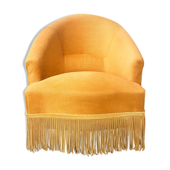 Ochre yellow velvet toad chair