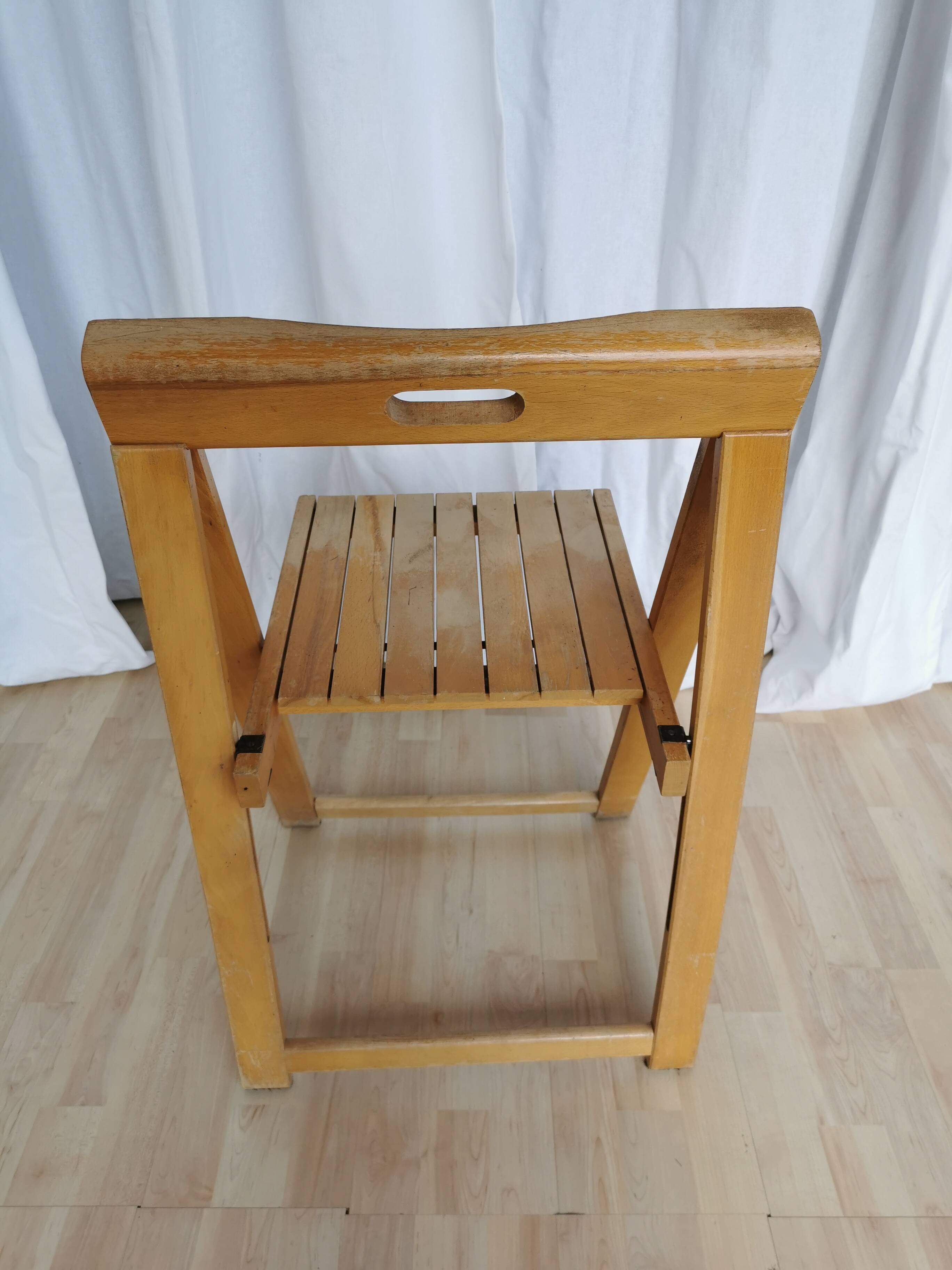 Vintage Trieste Folding Wooden Chair by Aldo Jacober, 1970s