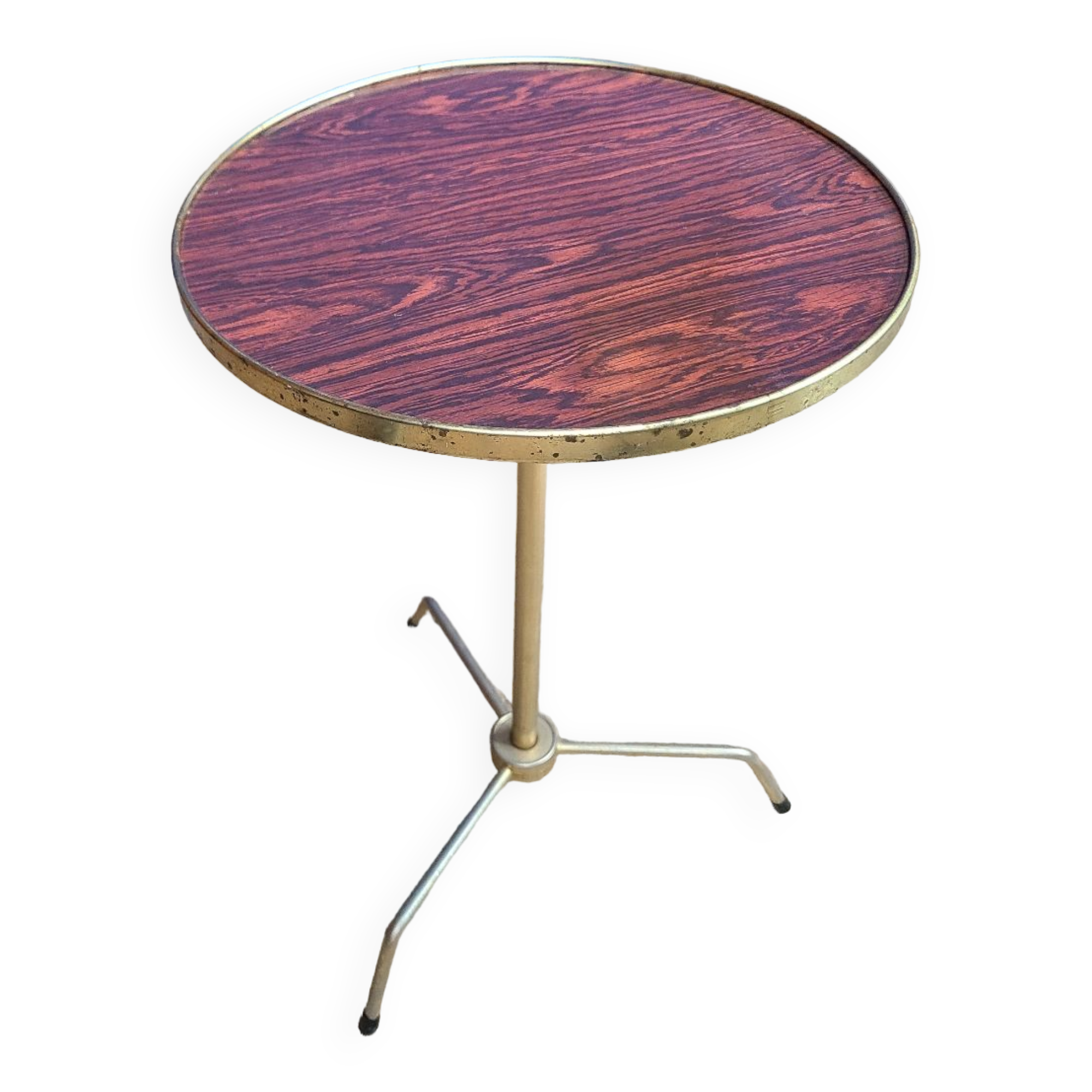 Vintage brass and rosewood side table