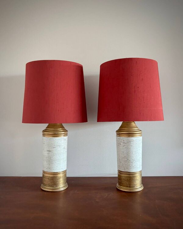 Paire de lampes Bitossi par Aldo Londi pour Bergboms