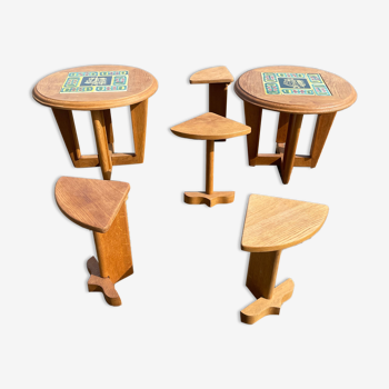 Pair of tables, end of sofa Guillerme and ceramic oak chambron by Boleslaw Danikowski