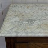 Glacière début XXème en chêne et dessus marbre