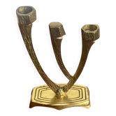 Chandelier, brutalist menorah, Wainberg, in brass.