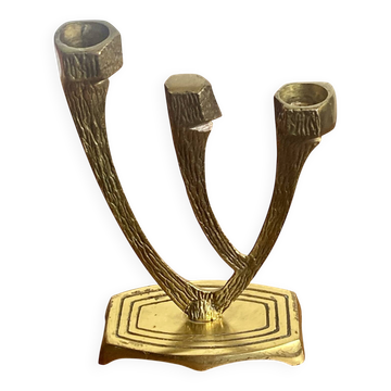 Chandelier, menorah brutaliste, Wainberg, en laiton 