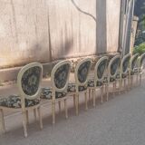 Set of 8 Louis XVI style medallion chairs