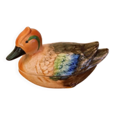 Vintage duck terrine in ceramic signed by Michel Caugant.