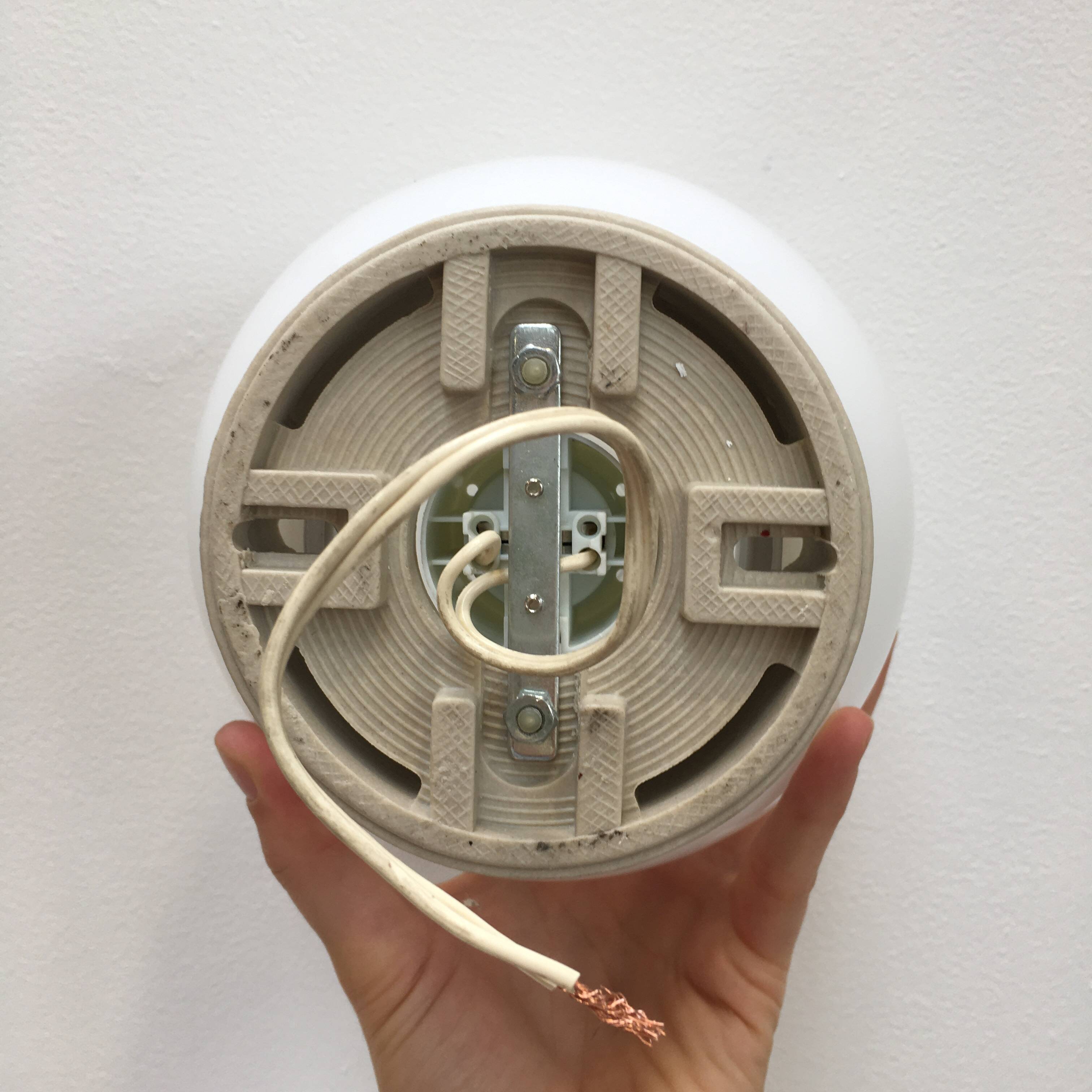 Bauhaus style wall lamp with opaline globe