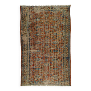 One-of-a-kind turkish handwoven vintage rug - rustic vintage charm 265x 168