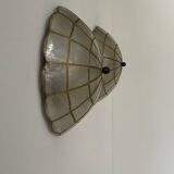 Paire d'applique vintage, nacre et laiton, France, 1980