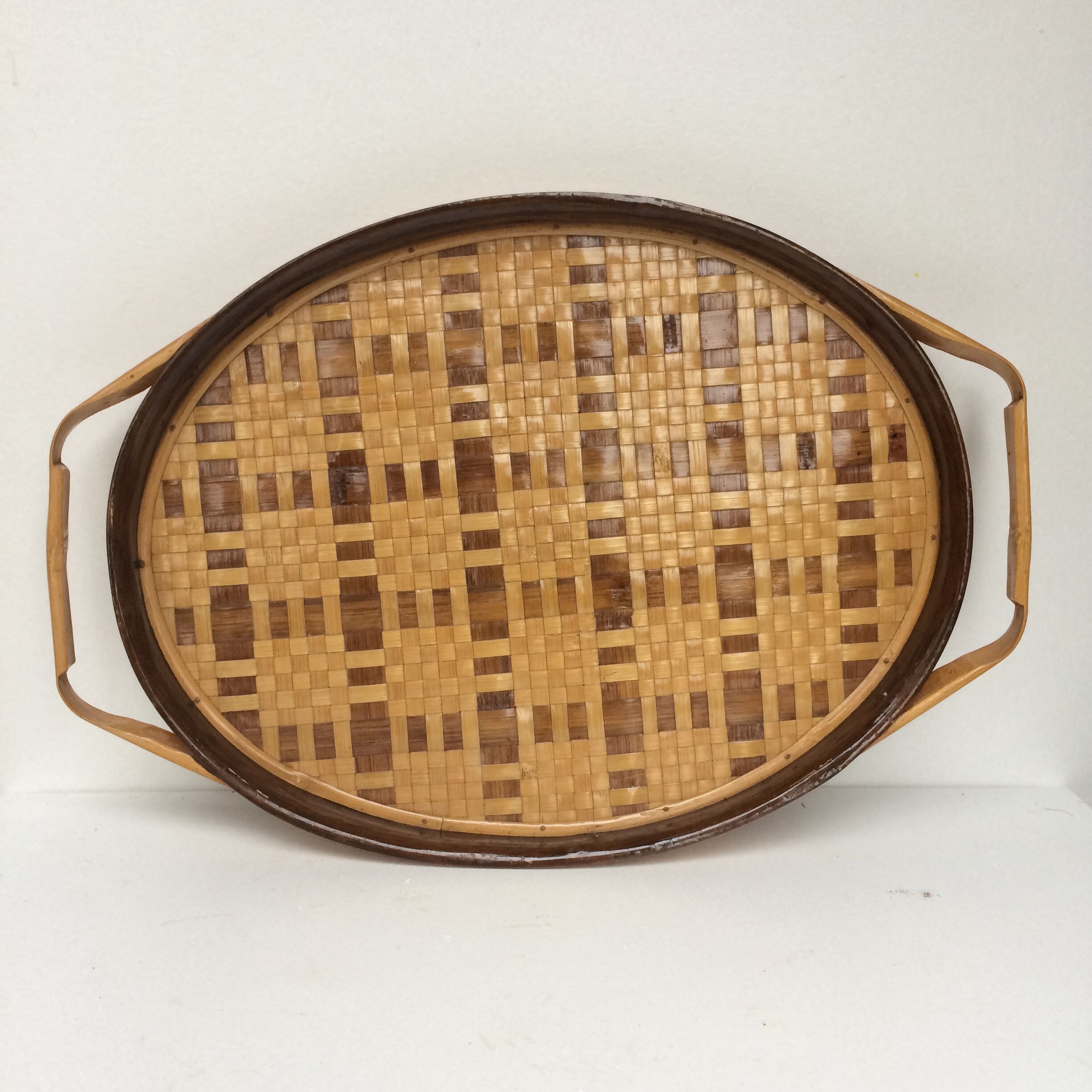 Vintage rattan and wicker tray