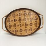 Vintage rattan and wicker tray