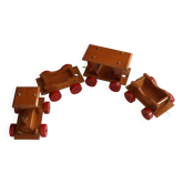 Large wooden train - a locomotive and 3 wagons - Vintage
