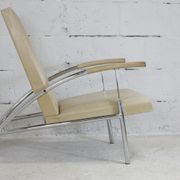 Tubular steel armchair and "cream" leather, France, circa 1970