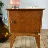 Bedside table in oak and brass 50s