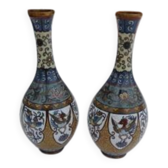 Pair of Chinese cloisonné enamel vases