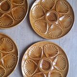 Set 6 assiettes à huitres marron