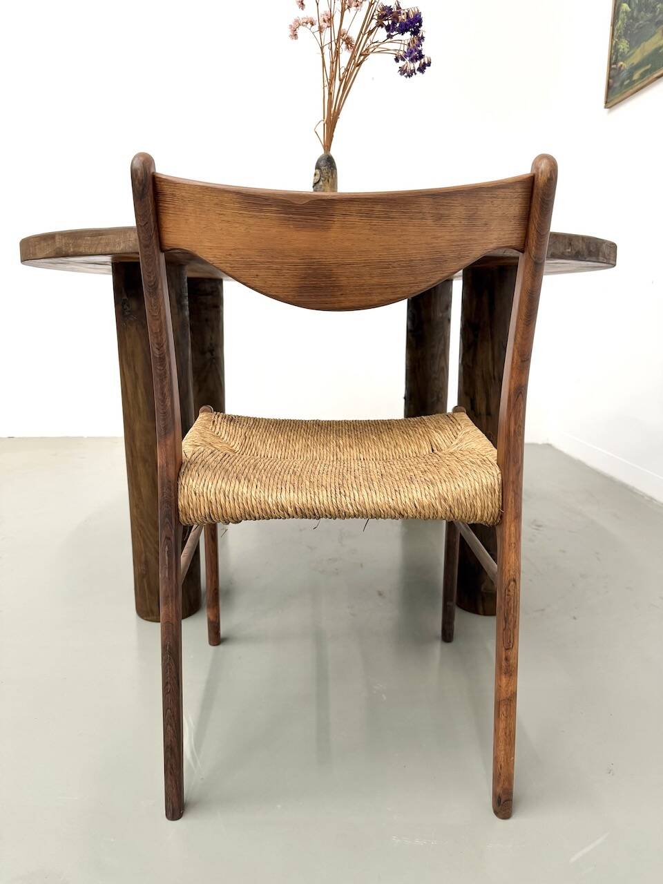 Table ronde années 50 constructiviste noyer