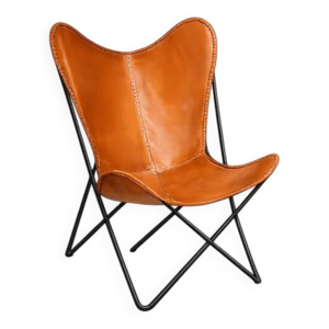 Fauteuil en cuir marron