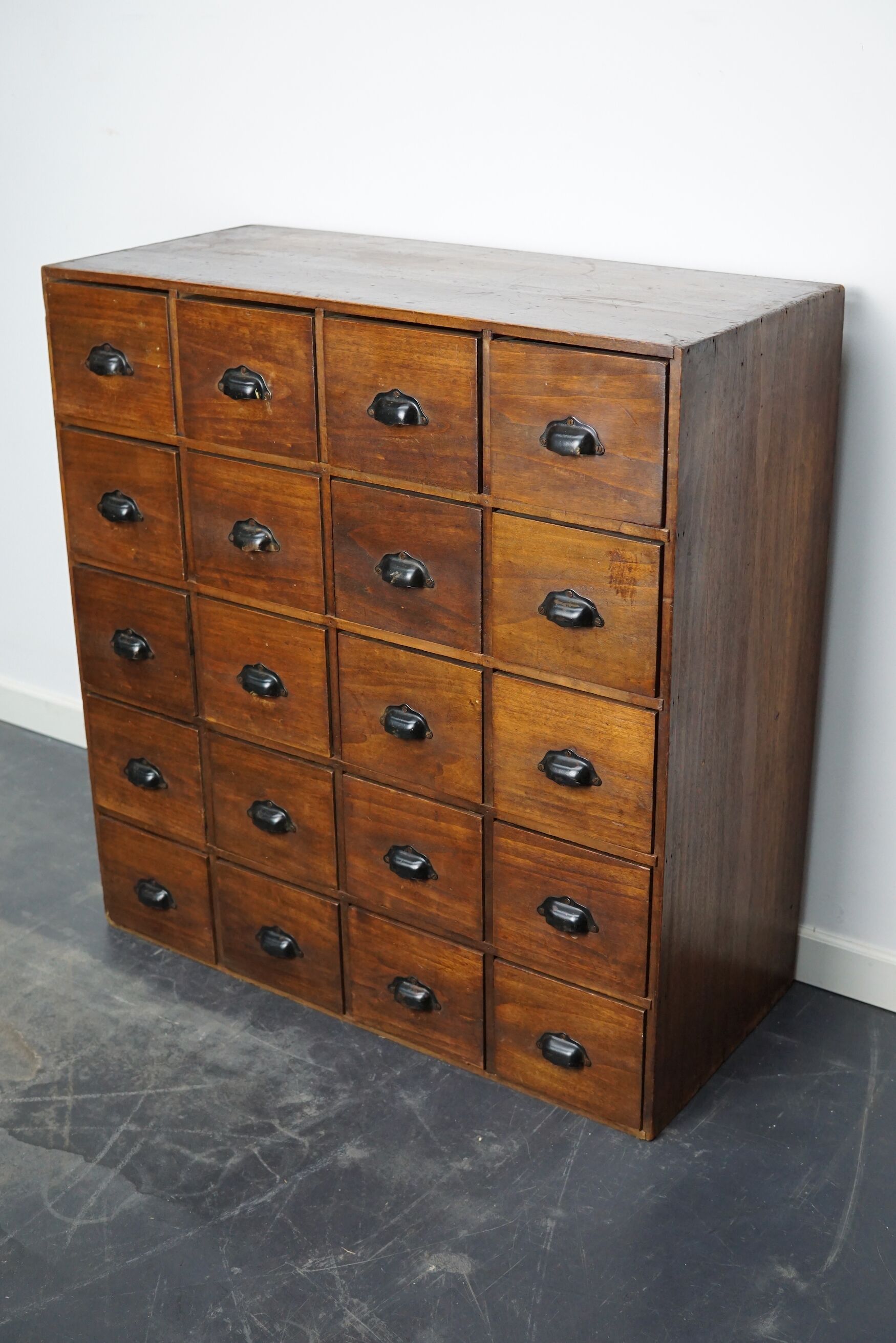 French fruitwood apothecary cabinet, ca 1950s