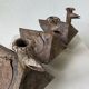 Series of three brutalist Folk Art candle holders