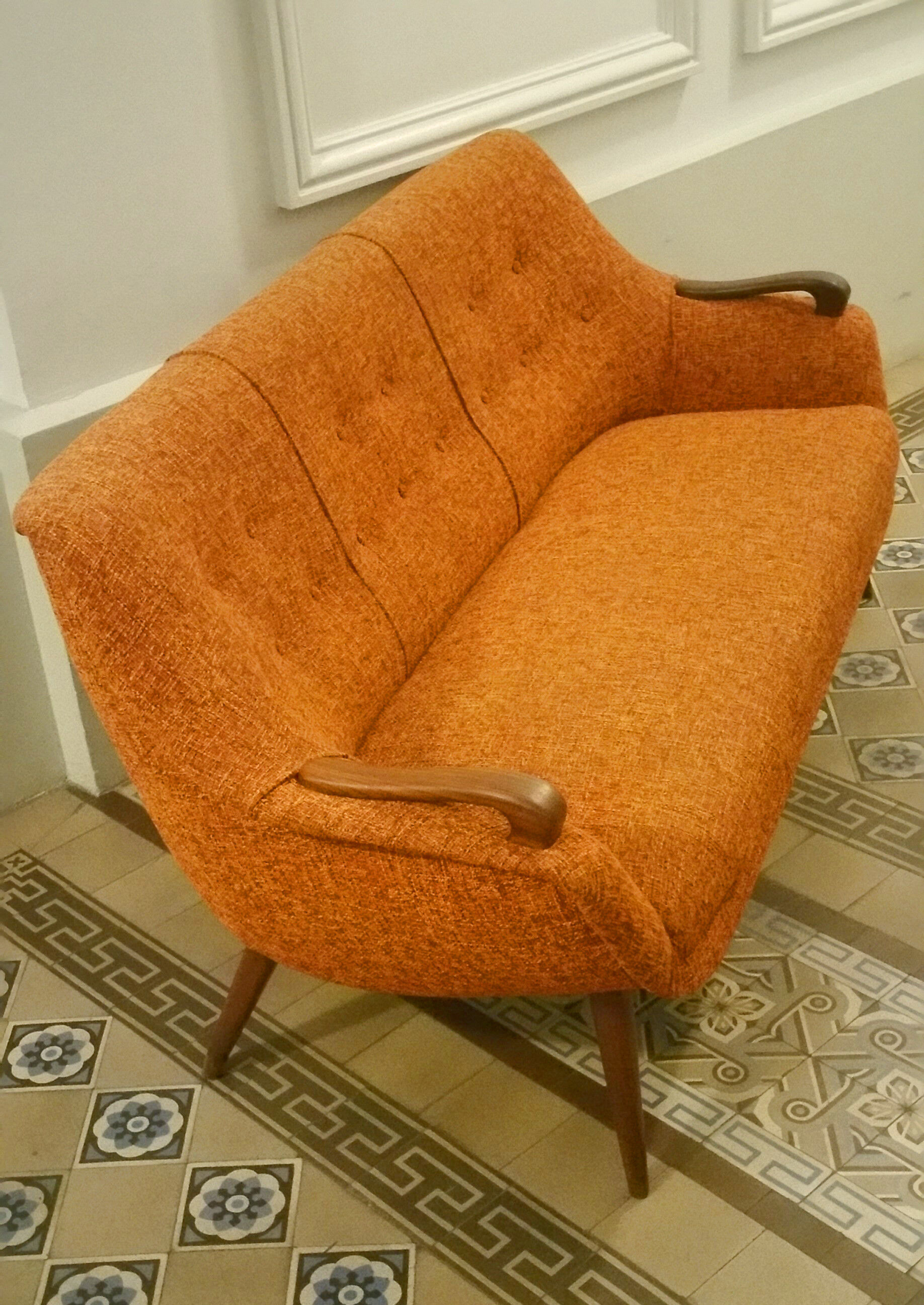 Sofa Orange organic Danish 50s/60s
