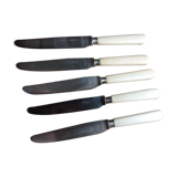 Eugene Potfer 5 couteaux a entremet metal argenté 1930
