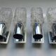 Four vintage chrome wall lights with square globes, Italian Targetti, 1970s