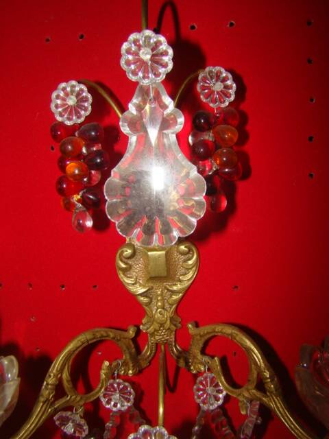 applique bronze et cristal à 2 bras de lumière