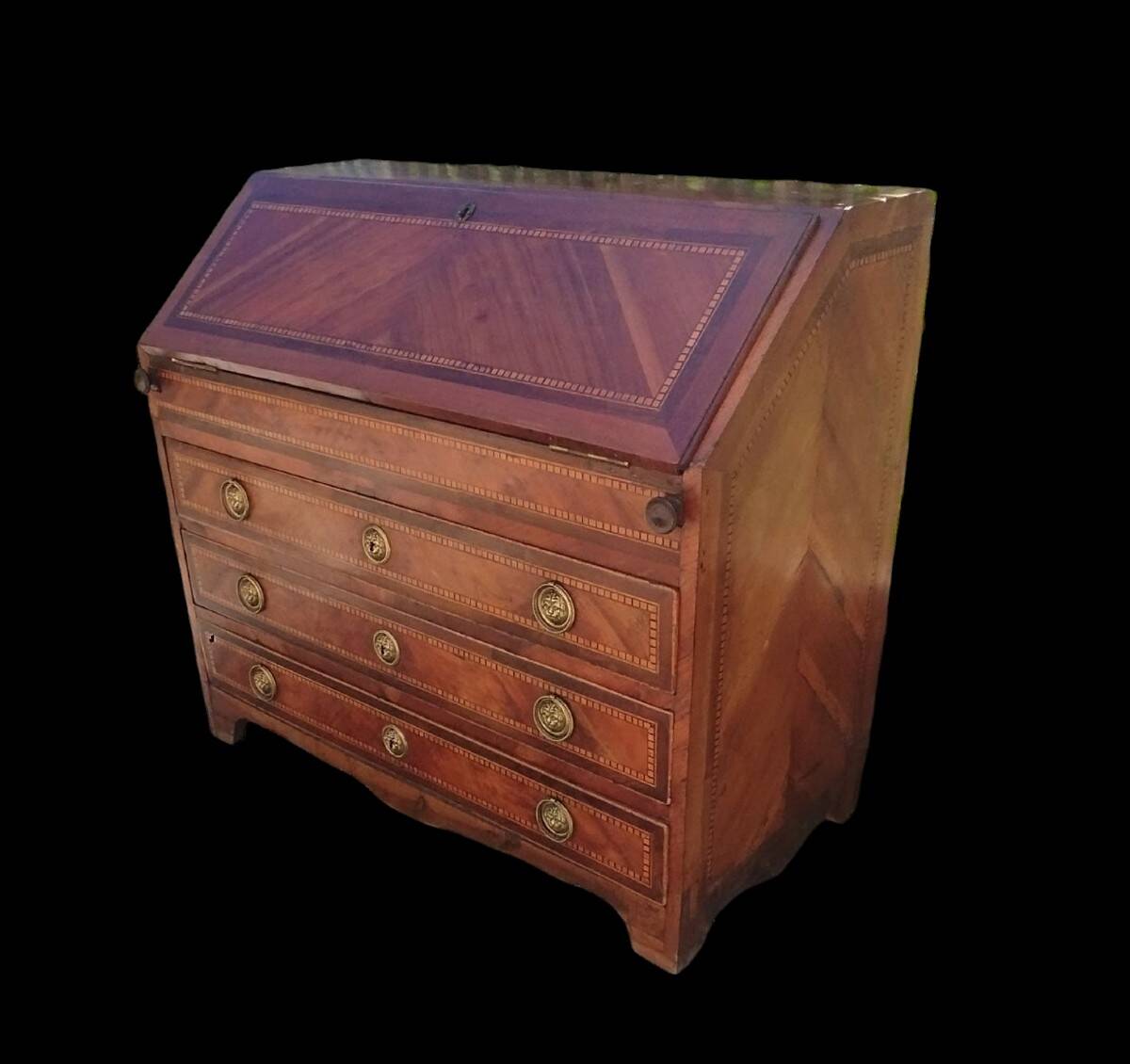 Commode toscane ancienne, époque Louis XVI, fin XVIIIe siècle, placage de n