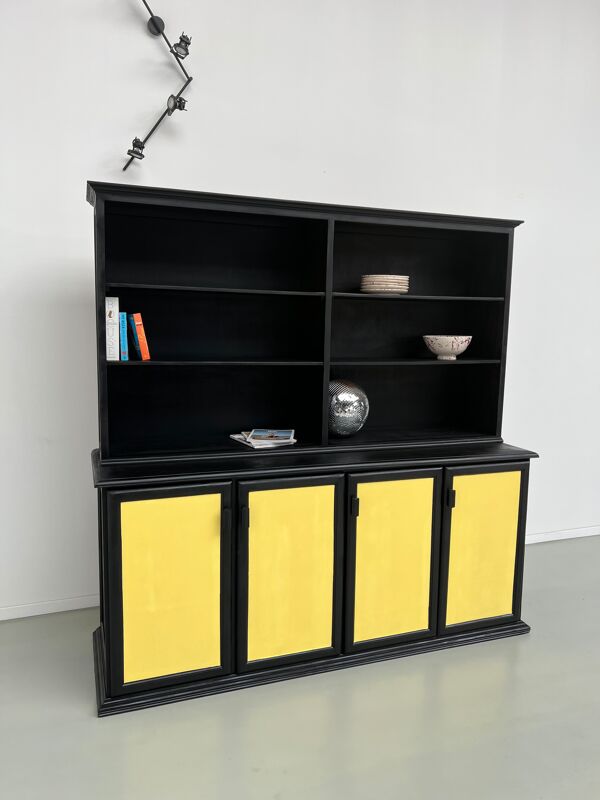 Buffet 2 corps, format XXL, ancien meuble d'école en bois