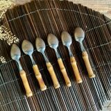6 small vintage bamboo spoons