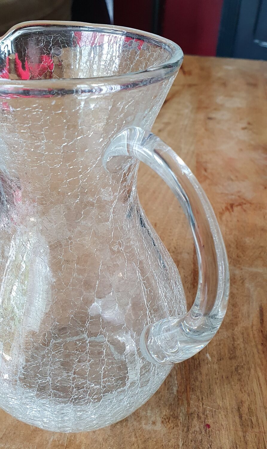 Cracked glass pitcher