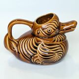 Pitcher - duck-shaped vase in shiny Sarreguemines enamel slip.