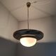 1920 Czechoslovak Art Deco Brass and Opaline Glass Pendant Lamp, Napako 134