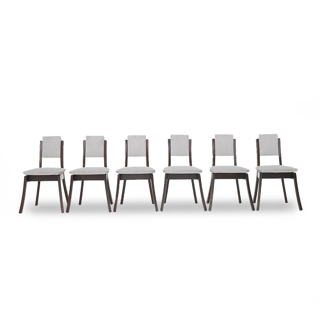Grey velvet chairs by Angelo Mangiarotti for La Sorgente Del Mobile, 1970s, set of 6.