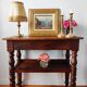 Antique solid walnut console serving trolley