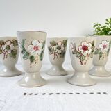 5 Mazagrans en grès vintage motif Fleuri Made in Corée 1980