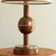 Lampe marron et dorée en métal, abat jour beige, années 70