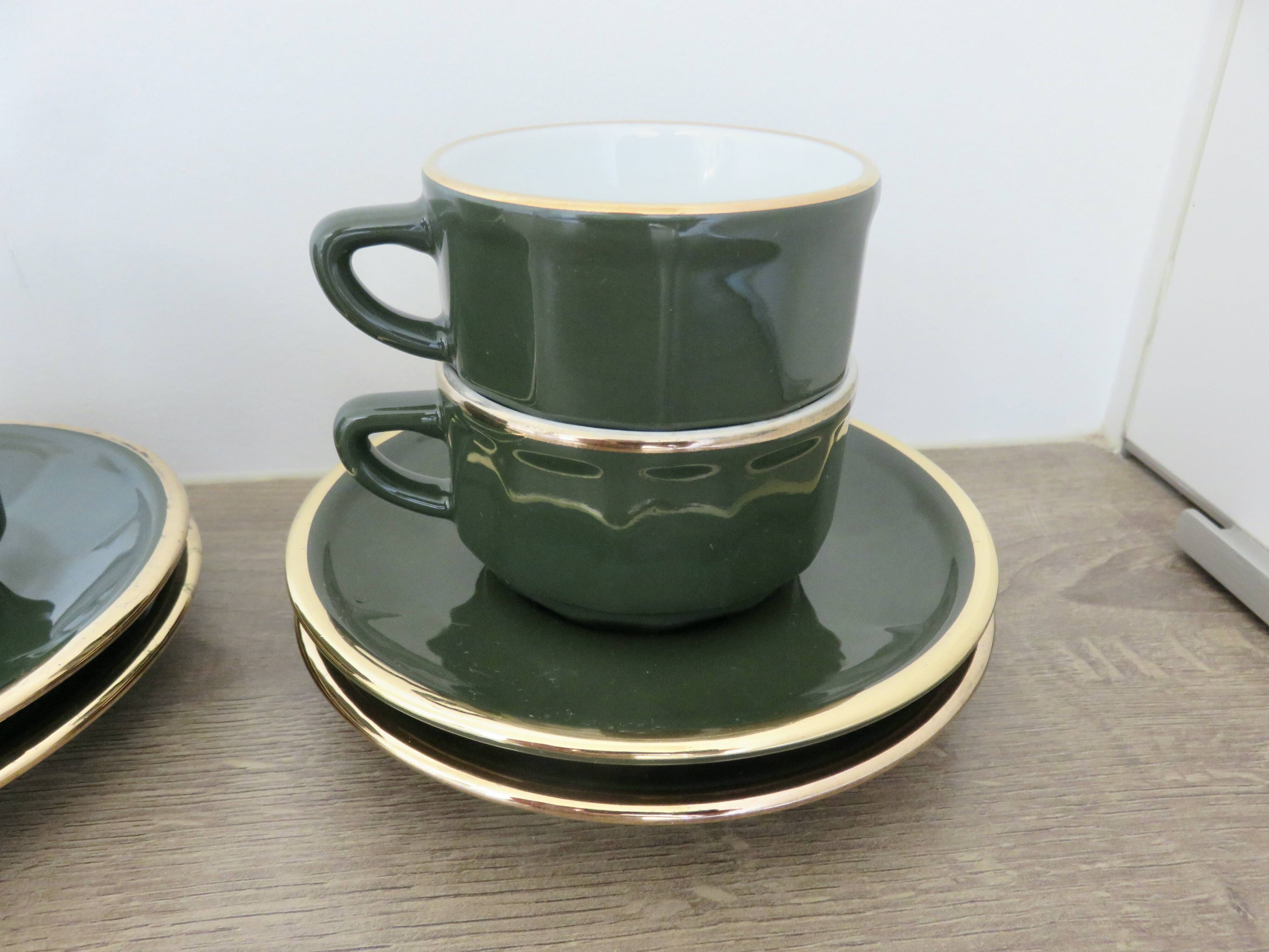 Apilco, set of 2 cups and saucers, Parisian bistros