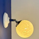 Vintage glass globe wall light from Clichy, white.