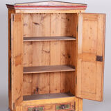 Restored Biedermeier Wardrobe, Spruce, Preserved Original Paintings, Czechia, 1800s