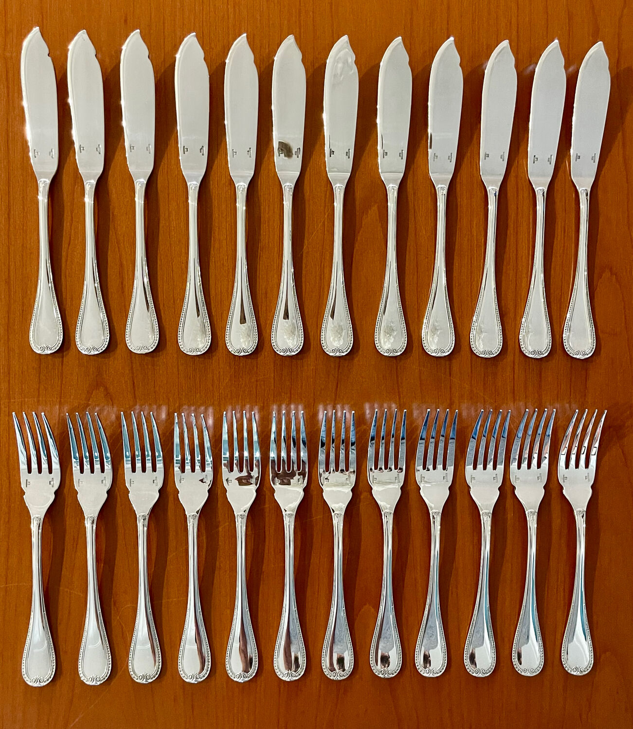 Christofle Malmaison, 12 fish cutlery sets, 24 pieces, new condition