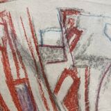 Alfred Gaspart (1900-1993), Cubist still life, pencil and oil pastel drawing framed