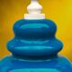 Turquoise glass and painted white wood pendant – 1970s